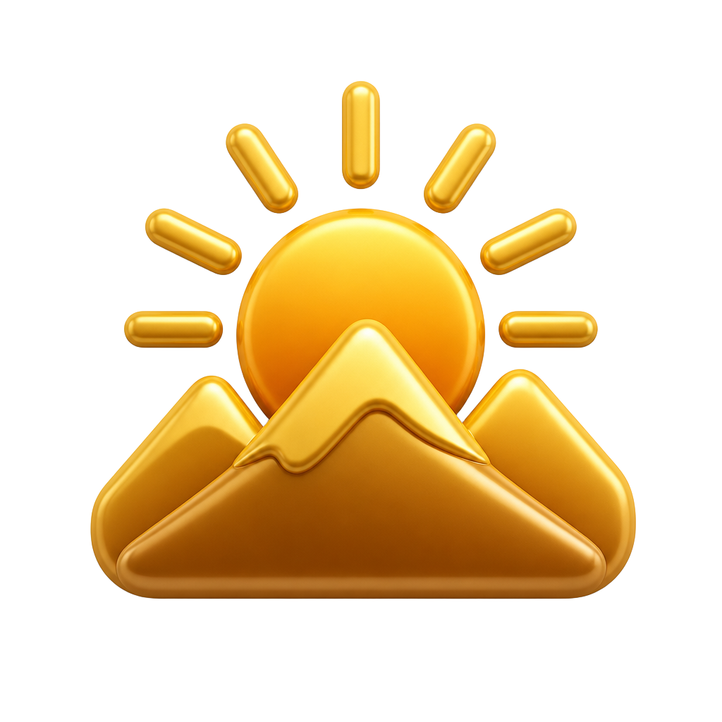 3D illustration of a sunrise over mountains
